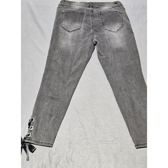 Kensie Jeans Womens 32 Black Taper Skinny Jean With Bow Around Ankle - Picture 9 of 12